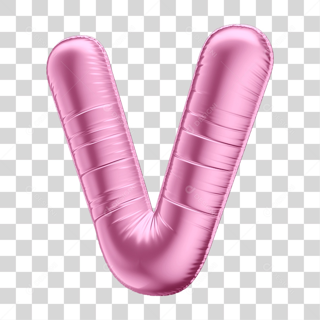 Alfabeto Letra V em Forma de Balão Rosa PNG Transparente
