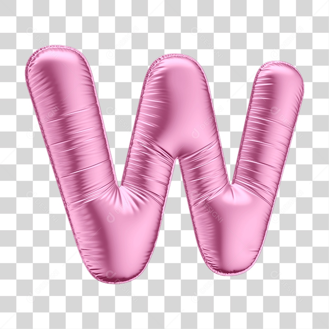 Alfabeto Letra W em Forma de Balão Rosa PNG Transparente