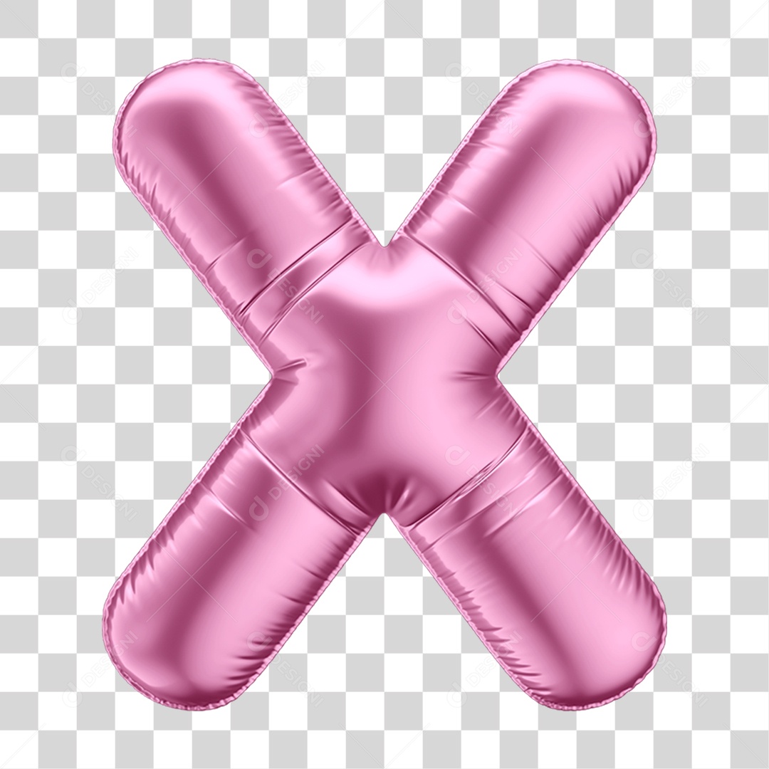 Alfabeto Letra X em Forma de Balão Rosa PNG Transparente