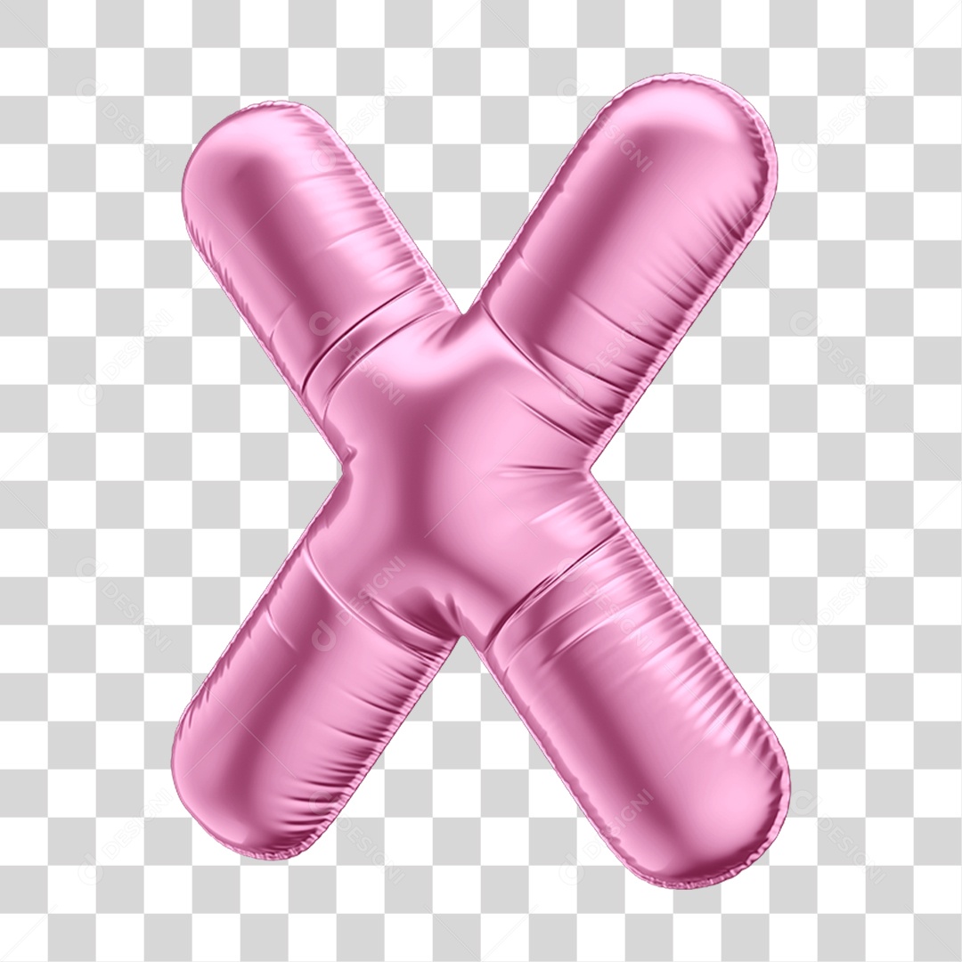 Alfabeto Letra X em Forma de Balão Rosa PNG Transparente