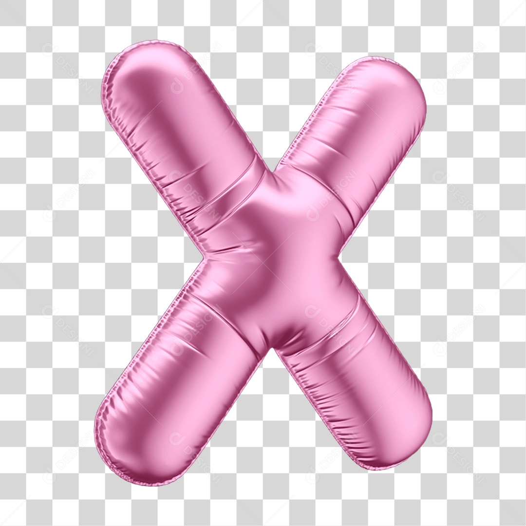 Letter X Alphabet in Pink Balloon Shaped Transparent PNG