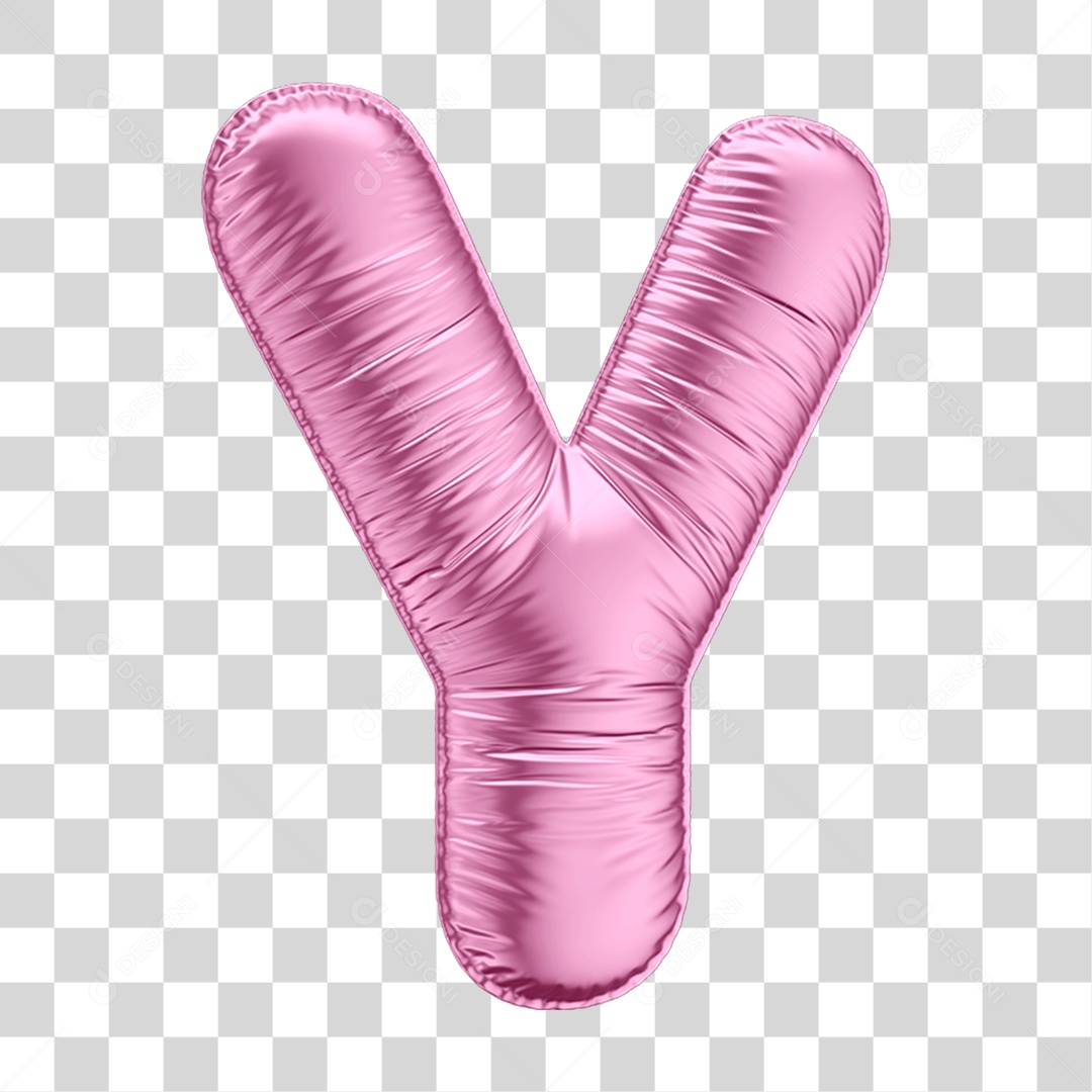 Alfabeto Letra Y em Forma de Balão Rosa PNG Transparente