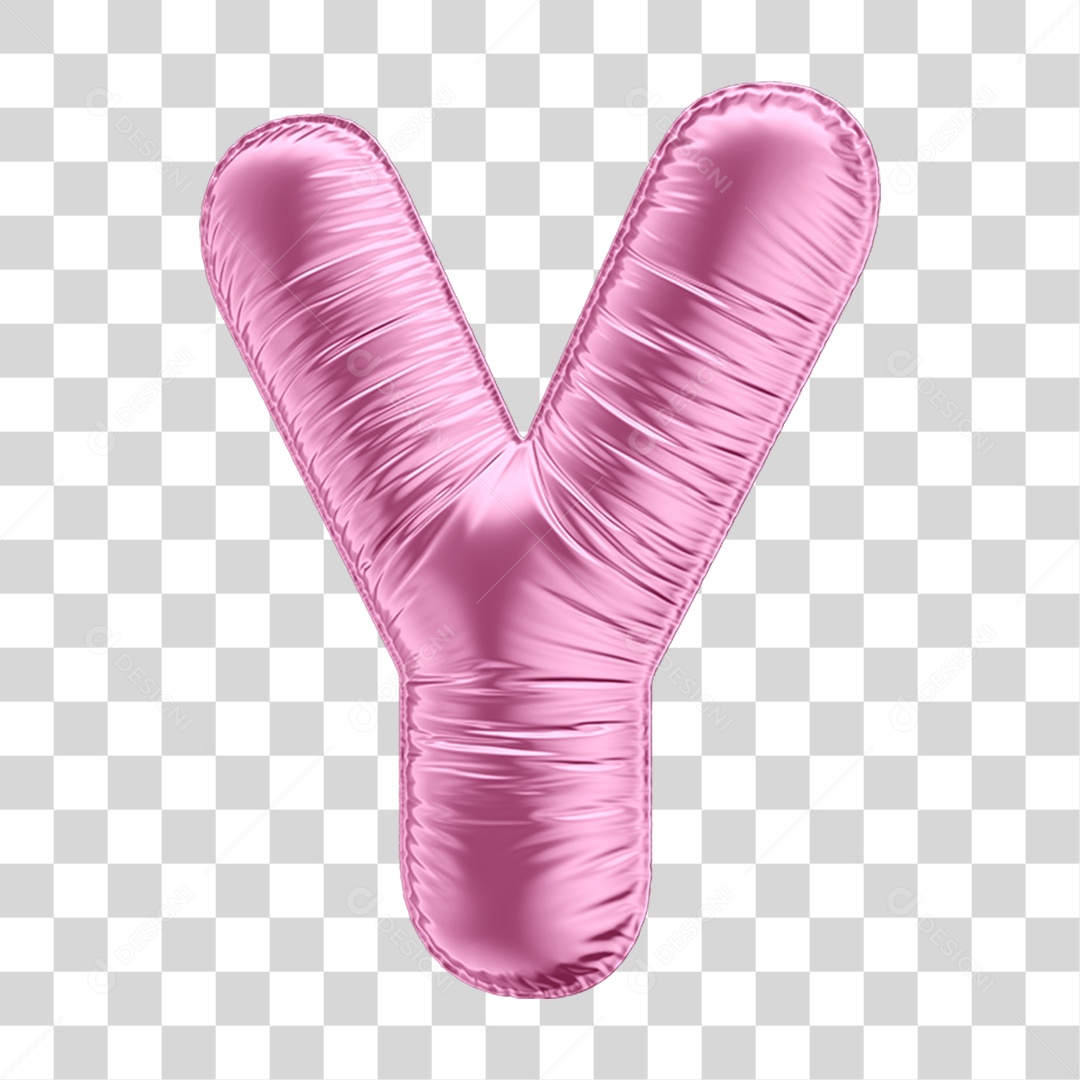 Alfabeto Letra Y em Forma de Balão Rosa PNG Transparente