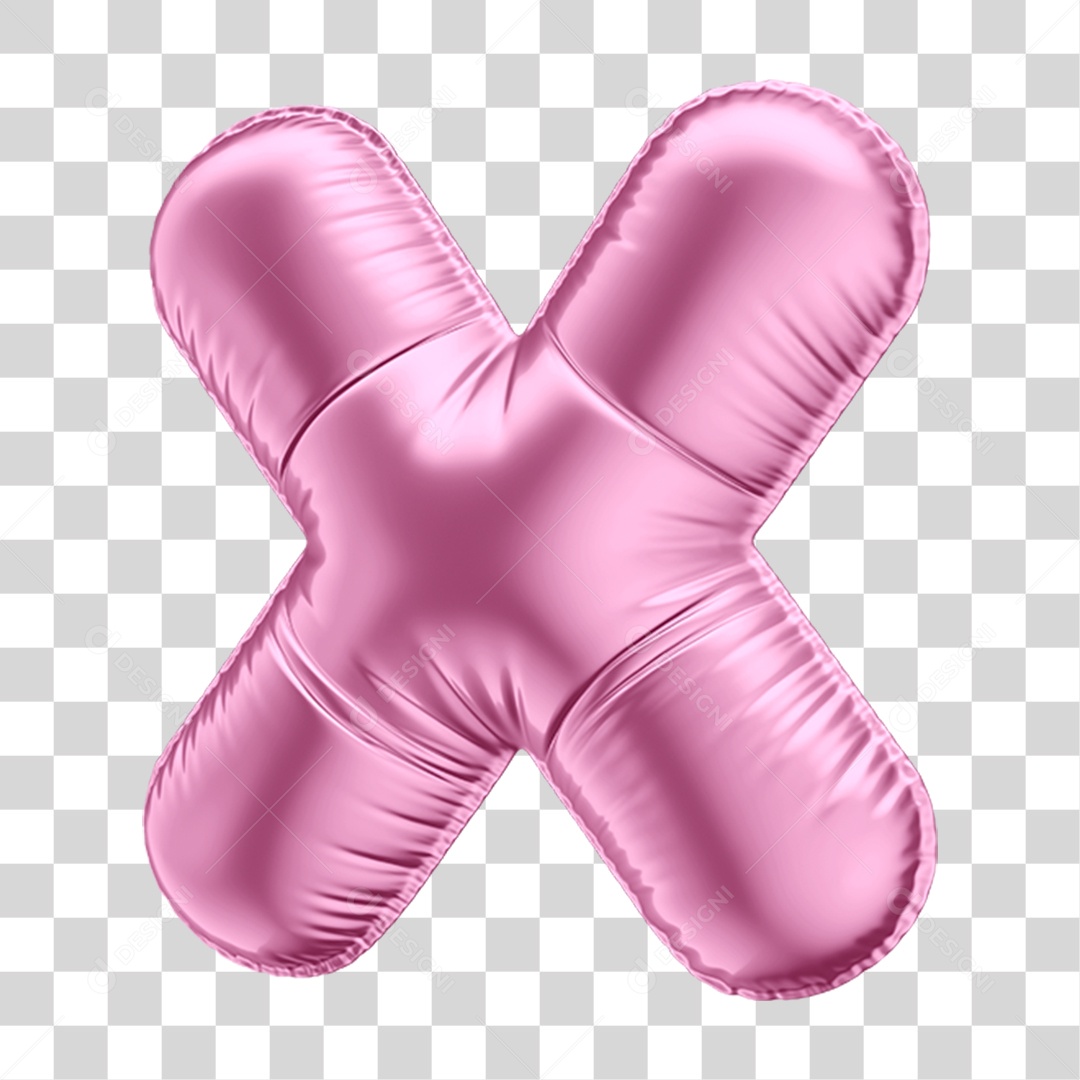 Símbolo Vezes Multiplicação em Forma de Balão Rosa PNG Transparente