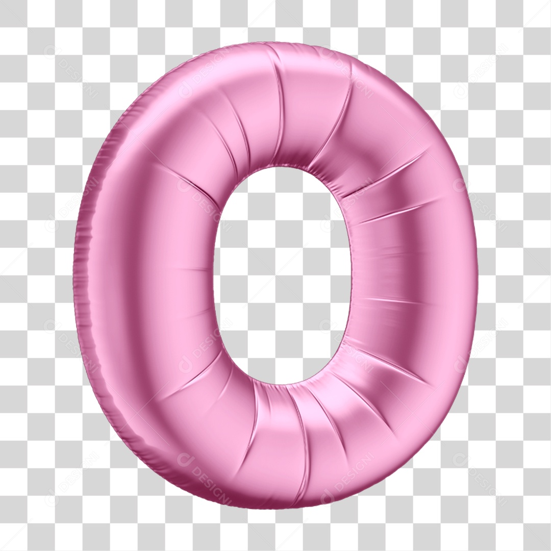 Número 0 em Forma de Balão Rosa PNG Transparente