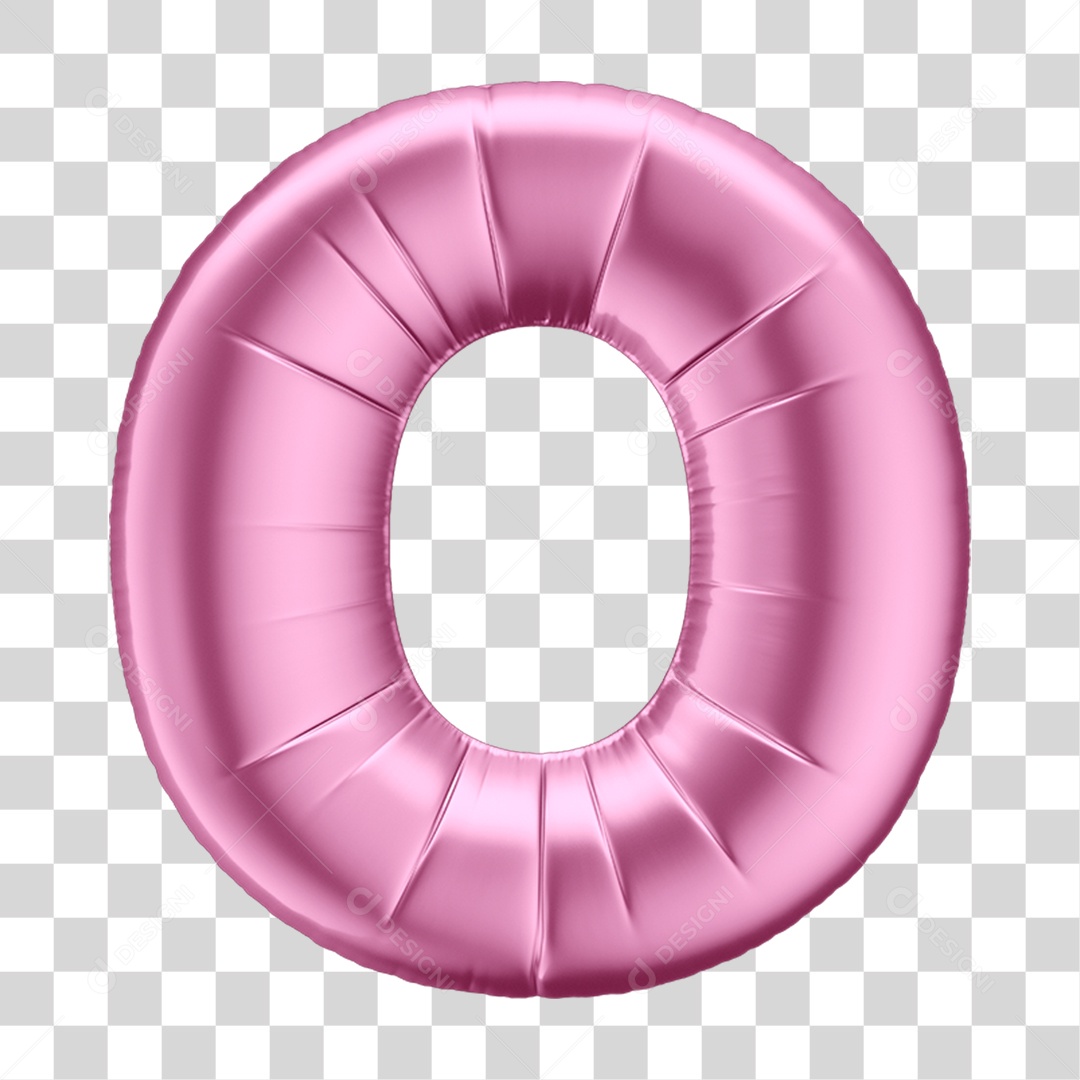 Número 0 em Forma de Balão Rosa PNG Transparente