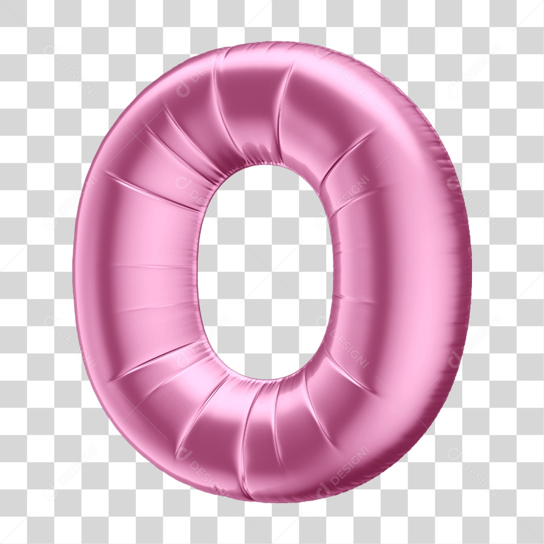 Número 0 em Forma de Balão Rosa PNG Transparente