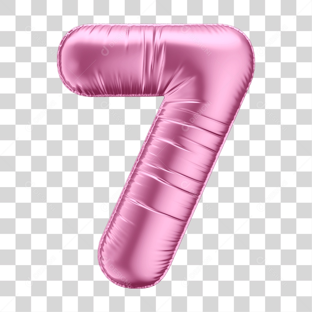 Número 7 em Forma de Balão Rosa PNG Transparente