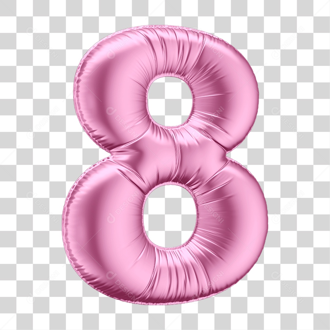 Número 8 em Forma de Balão Rosa PNG Transparente