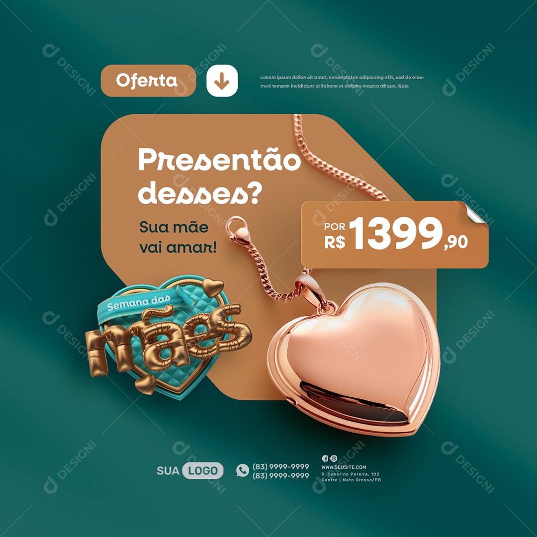 Semana das Mães Presentão desses Sua vai Amar social Media PSD Editável