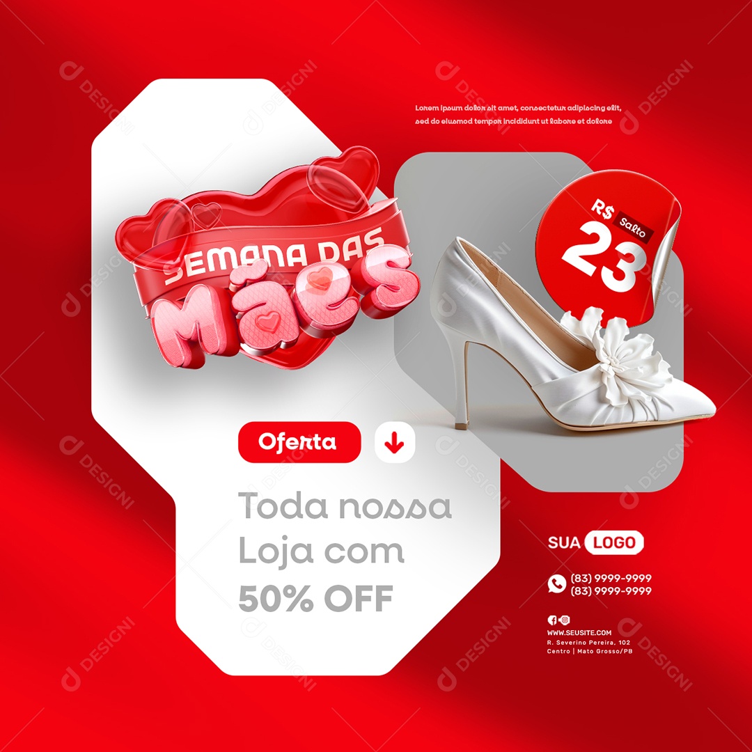 Semana das Mães Salto Toda Loja com 50% Off Social Media PSD Editável