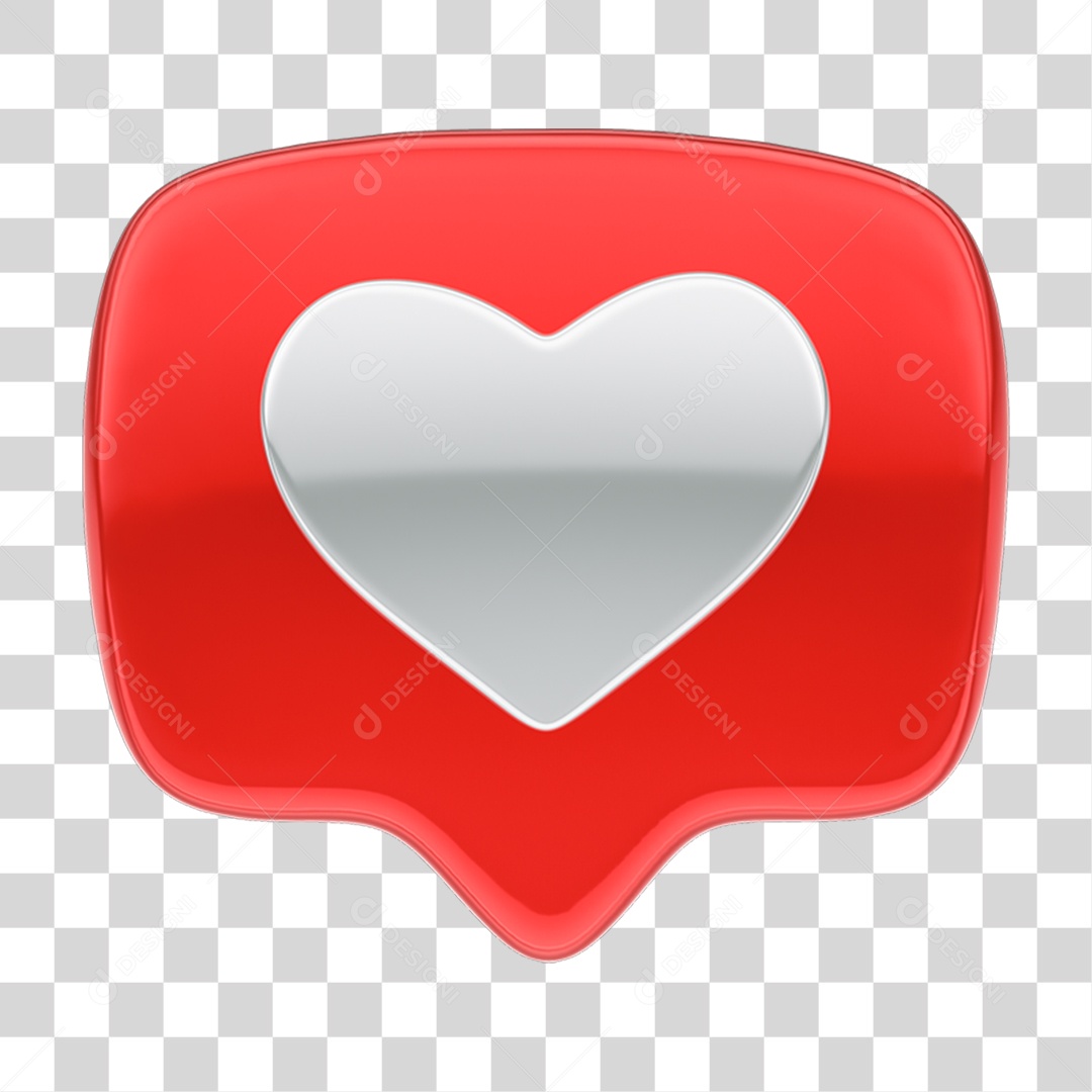 Balão de Texto com Coração PNG Transparente