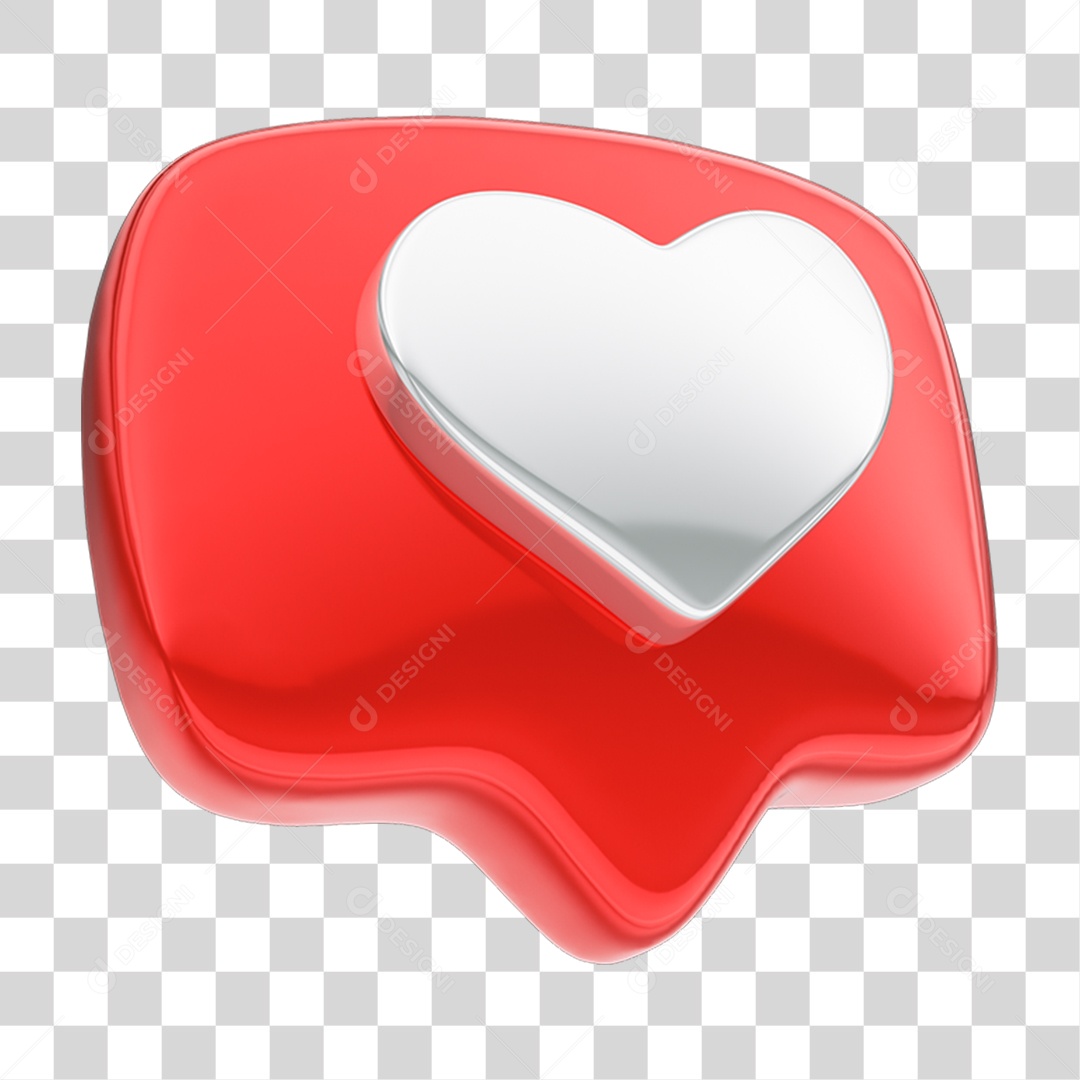 Balão de Texto com Coração PNG Transparente