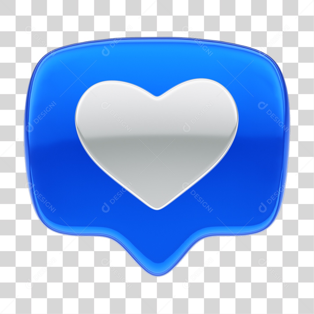 Balão de Texto com Coração PNG Transparente