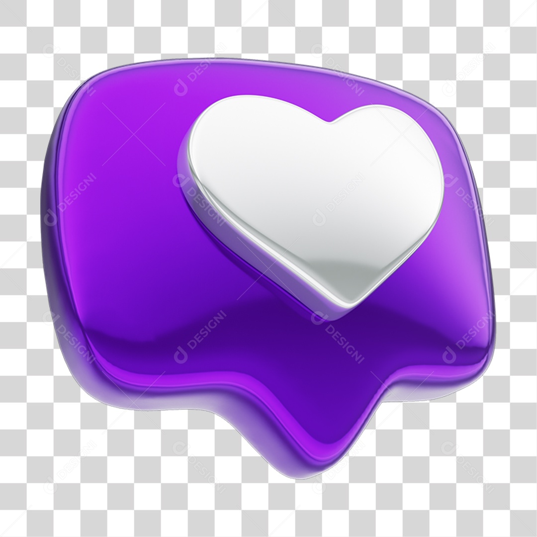 Balão de Texto com Coração PNG Transparente