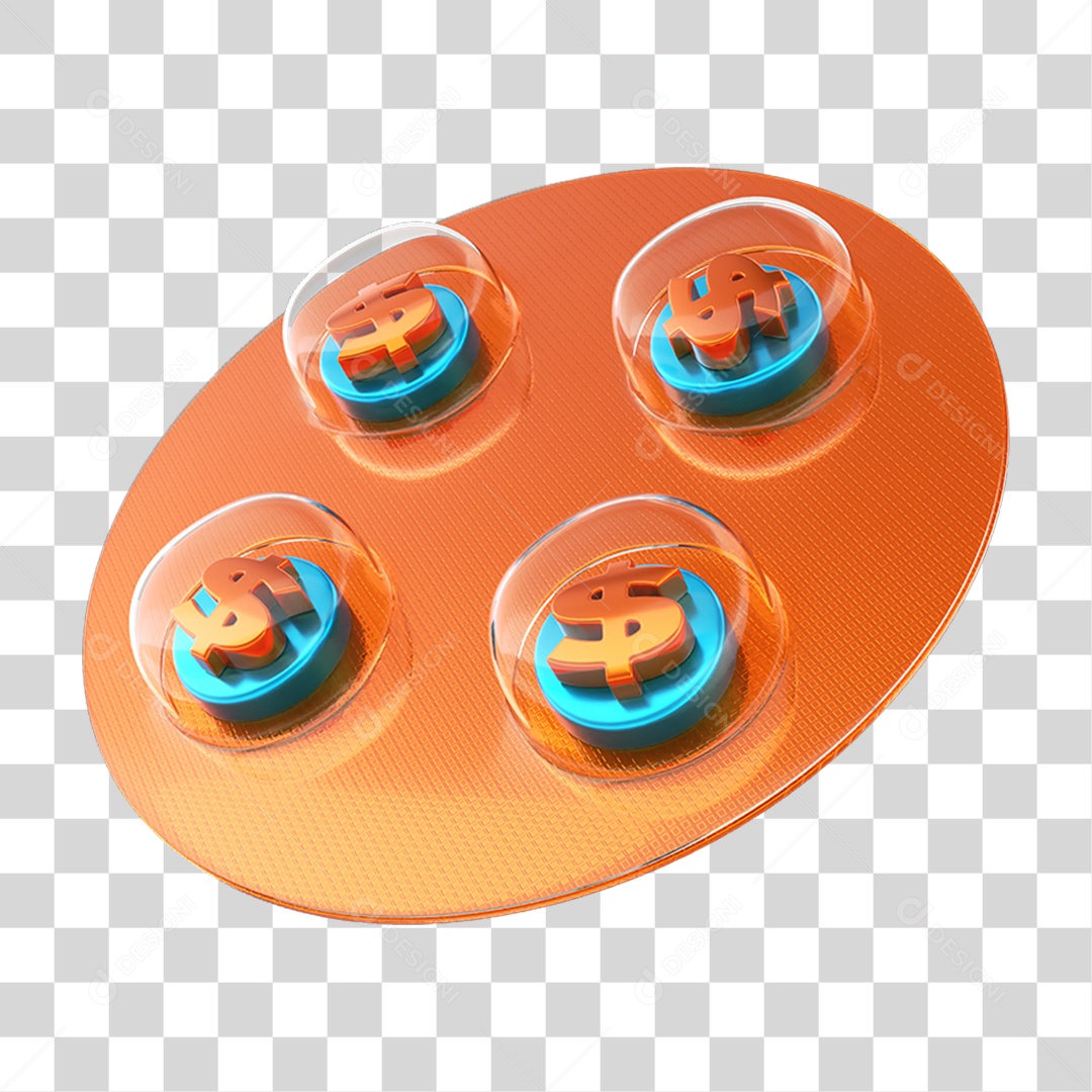 Elemento 3D Embalagem de Comprimidos com Cifrão PNG Transparente