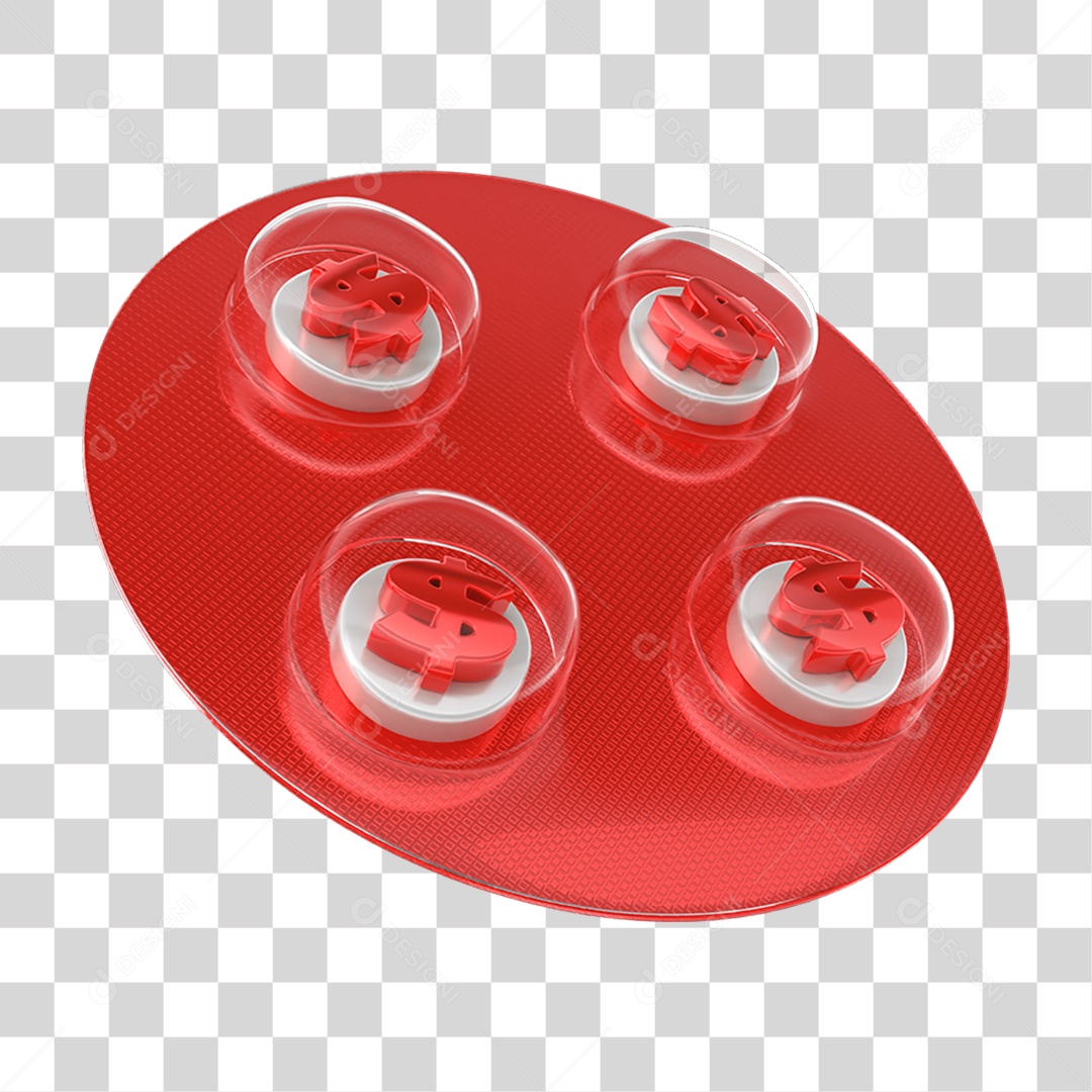 Elemento 3D Embalagem de Comprimidos com Cifrão PNG Transparente