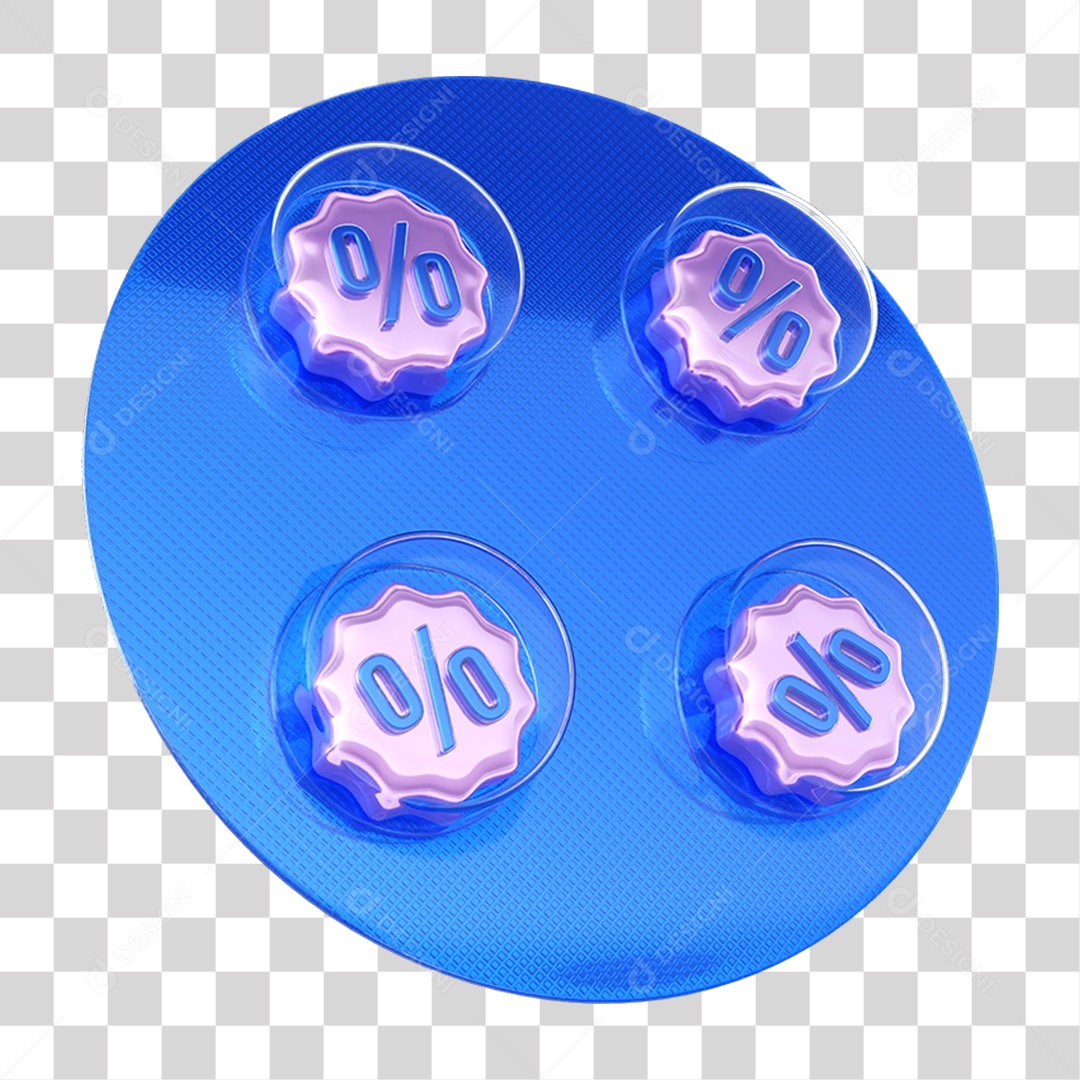 Elemento 3D Embalagem de Comprimidos com Porcentagem PNG Transparente