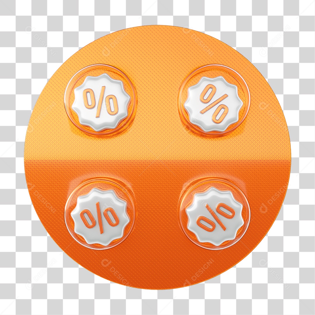 Elemento 3D Embalagem de Comprimidos com Porcentagem PNG Transparente