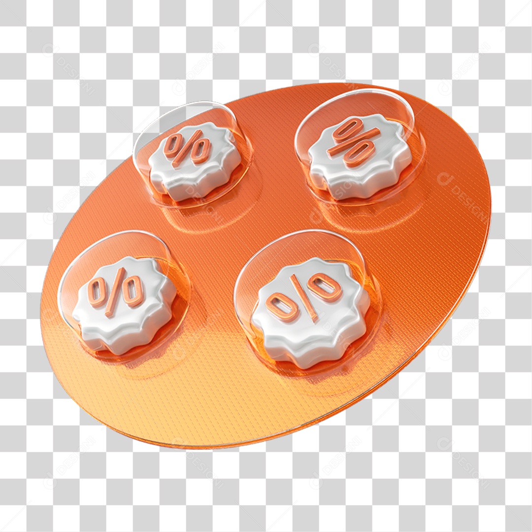 Elemento 3D Embalagem de Comprimidos com Porcentagem PNG Transparente