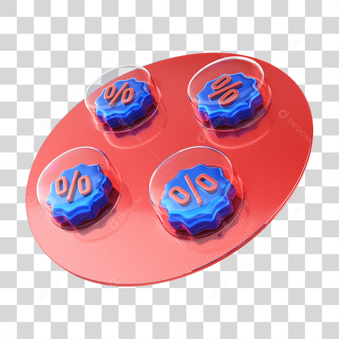 Elemento 3D Embalagem de Comprimidos com Porcentagem PNG Transparente