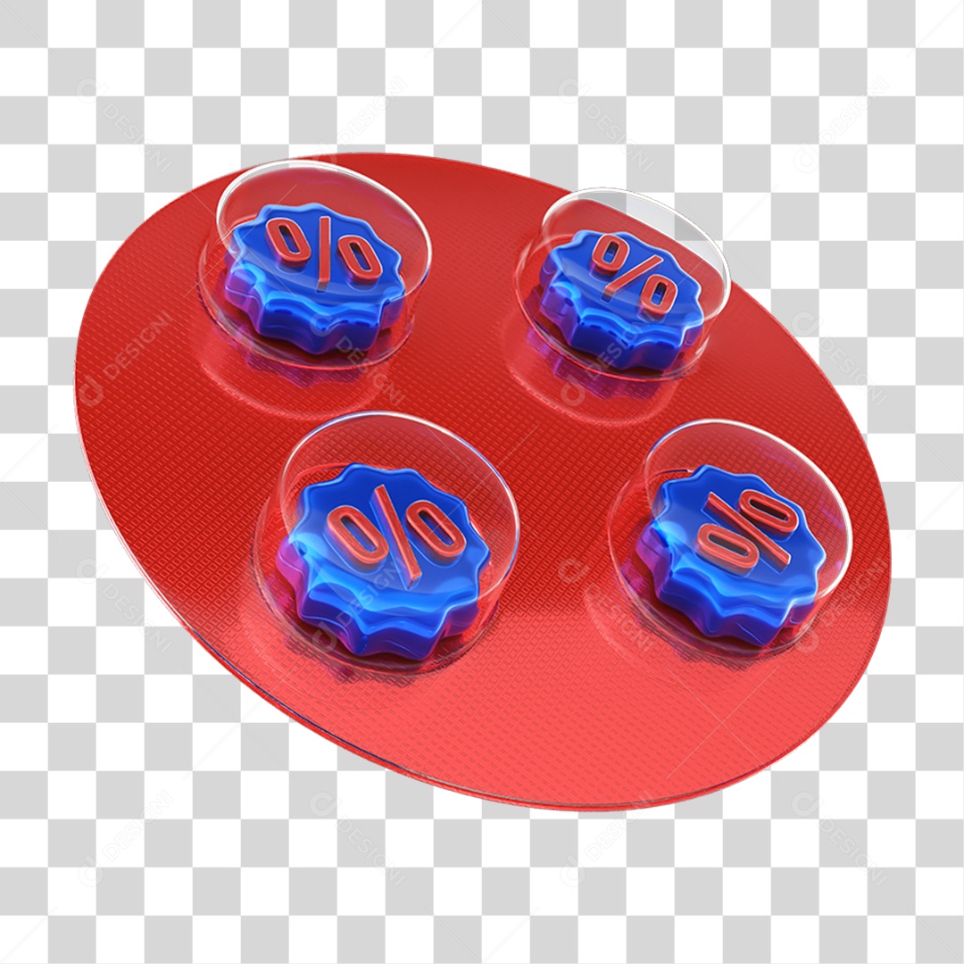 Elemento 3D Embalagem de Comprimidos com Porcentagem PNG Transparente