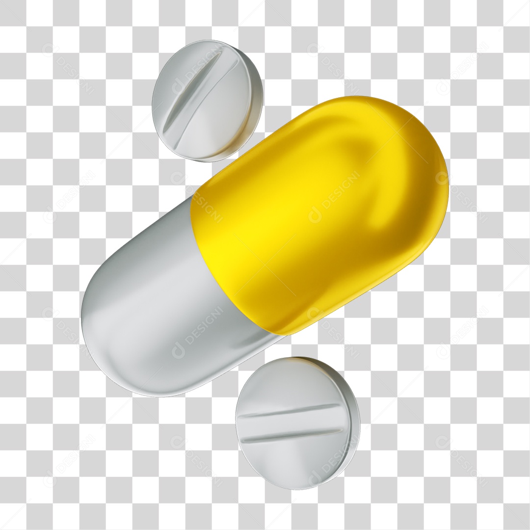 Elemento 3D Cápsula Comprimido PNG Transparente