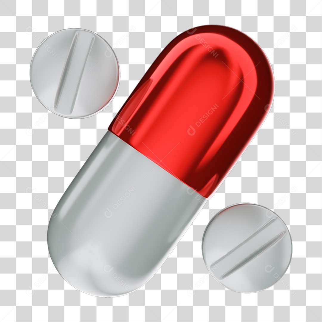 Elemento 3D Cápsula Comprimido PNG Transparente