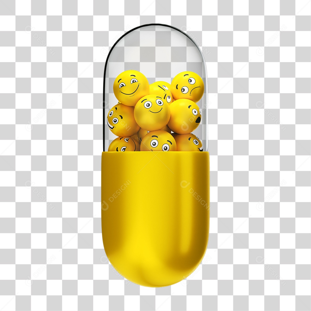 Elemento 3D Cápsula Emojis Carinhas PNG Transparente
