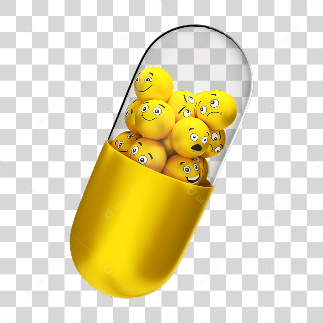 Elemento 3D Cápsula Emojis Carinhas PNG Transparente