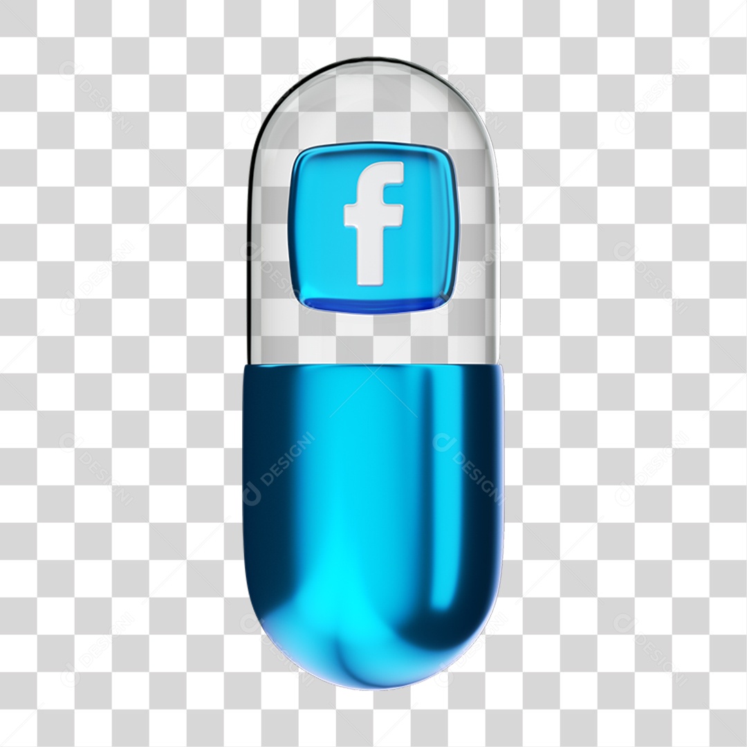 Elemento 3D Cápsula Facebook PNG Transparente