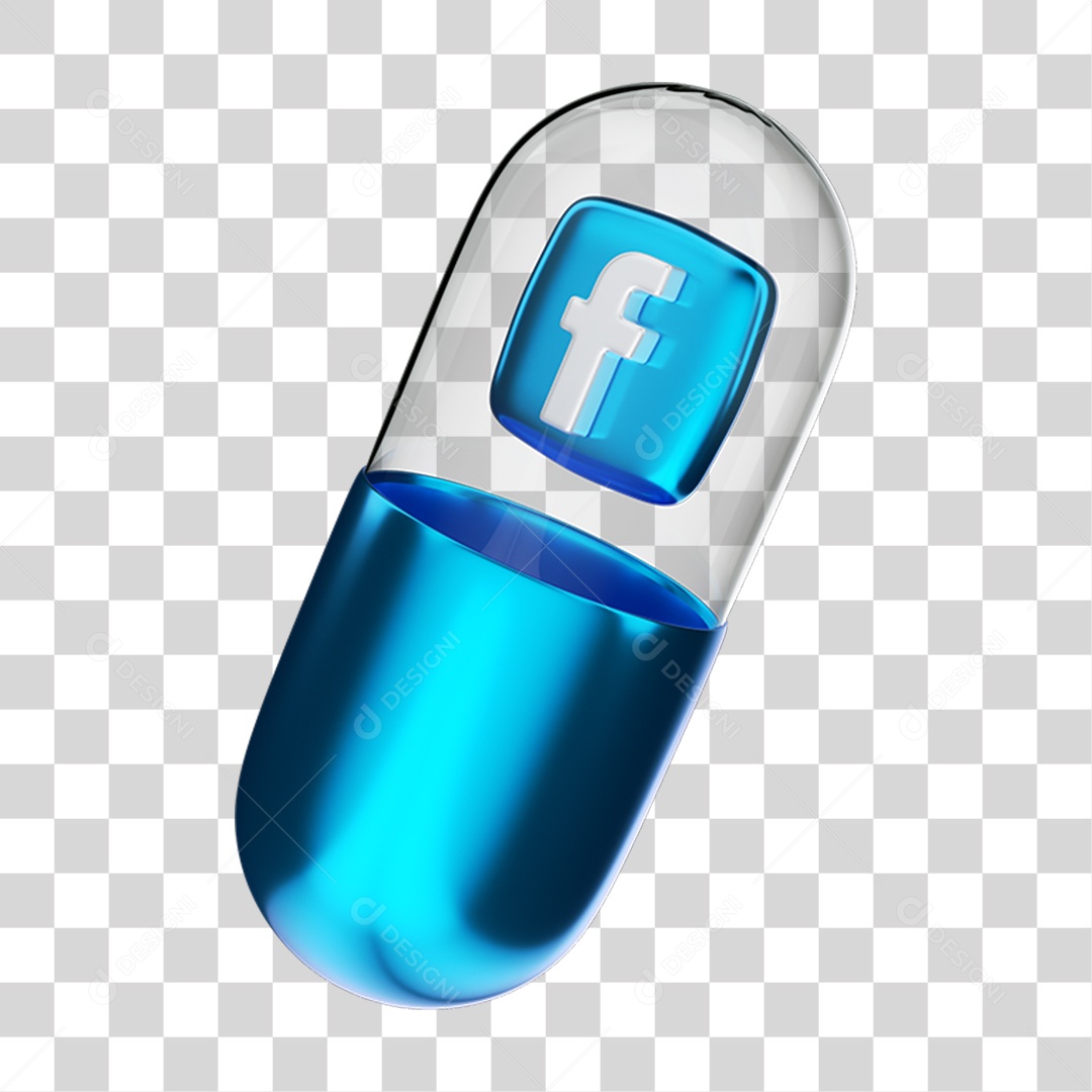 Elemento 3D Cápsula Facebook PNG Transparente