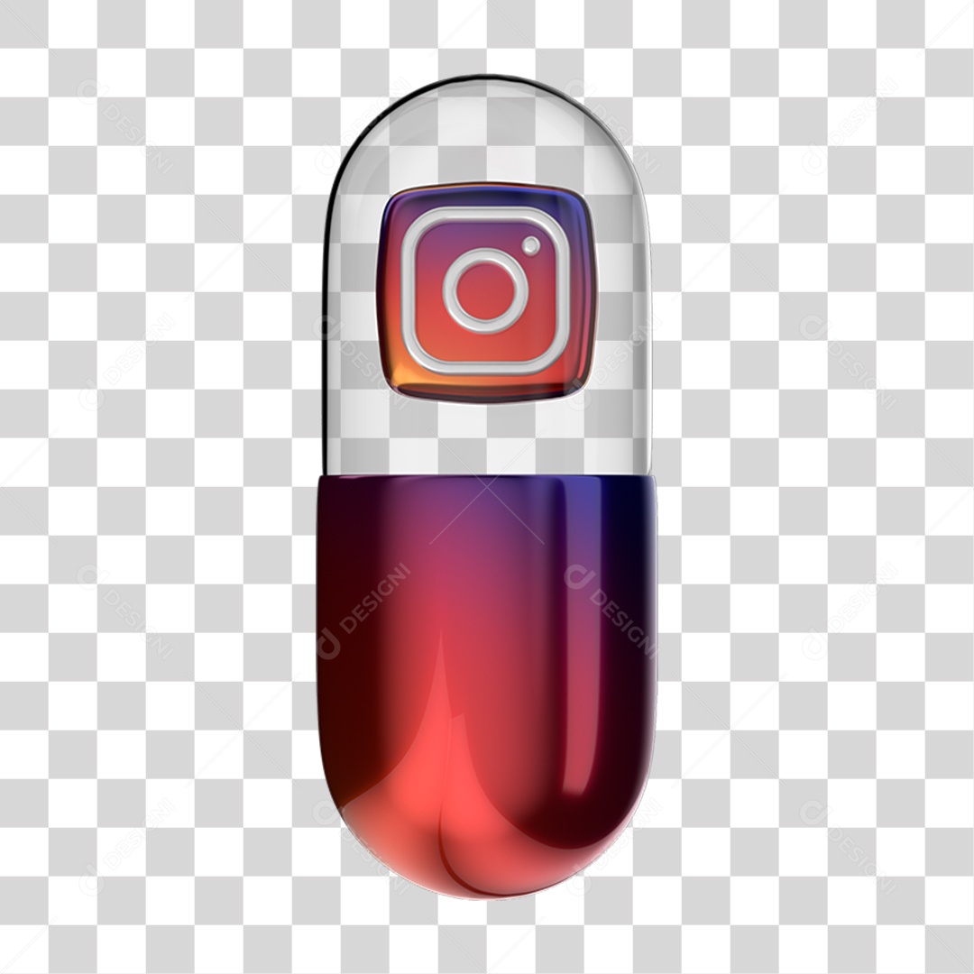 Elemento 3D Cápsula Instagram PNG Transparente