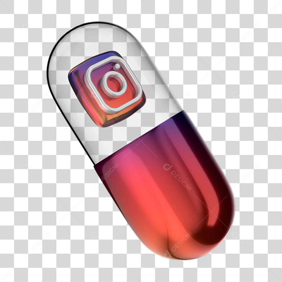 Elemento 3D Cápsula Instagram PNG Transparente