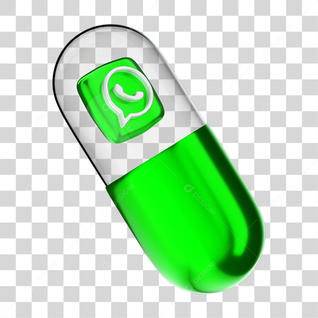 Elemento 3D Cápsula WhatsApp PNG Transparente