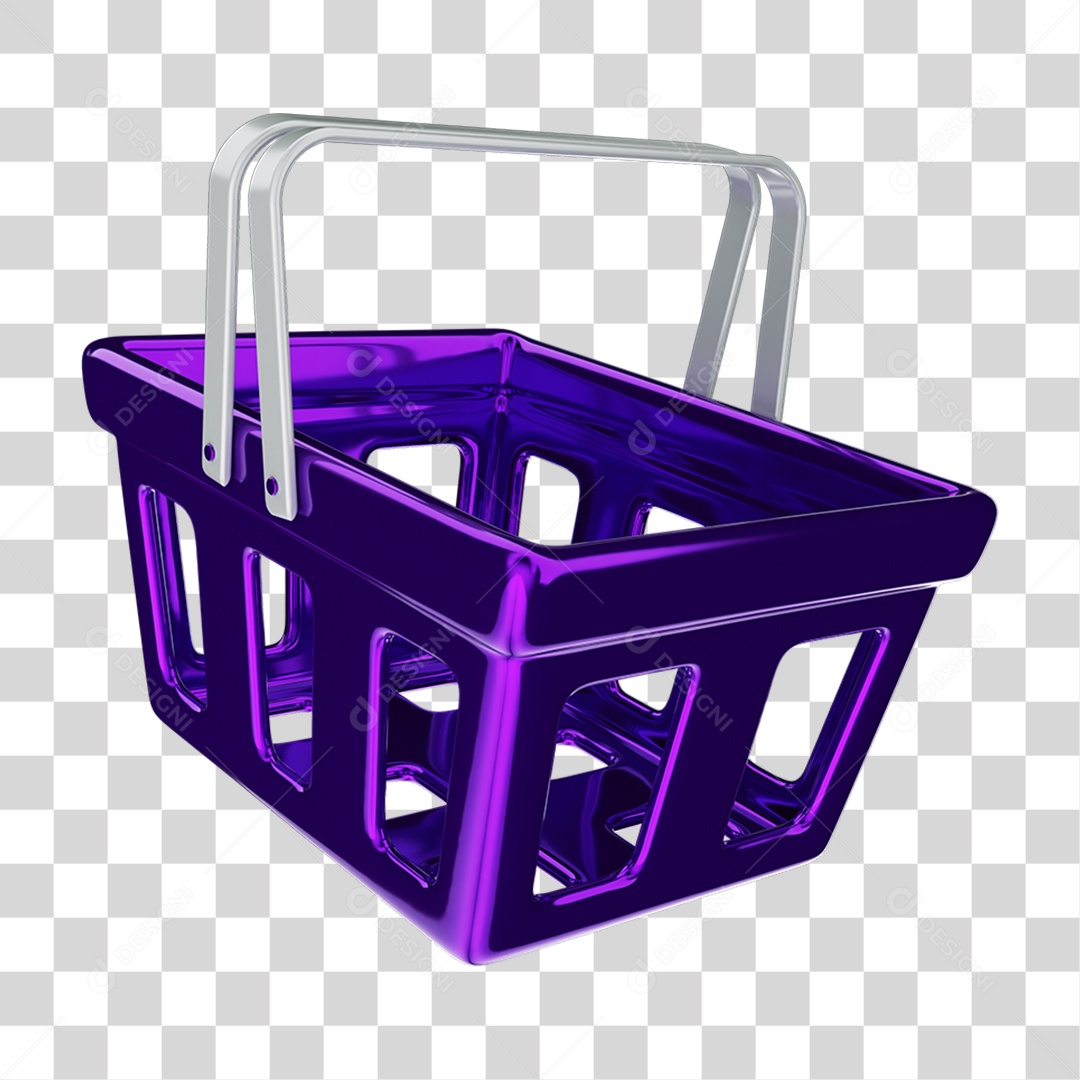 Elemento 3D Cesta de Supermercado Compras PNG Transparente