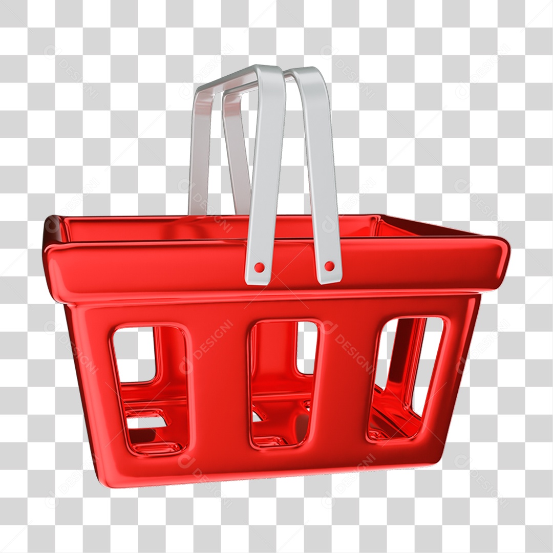 Elemento 3D Cesta de Supermercado Compras PNG Transparente