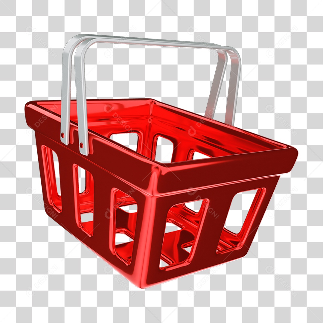 Elemento 3D Cesta de Supermercado Compras PNG Transparente