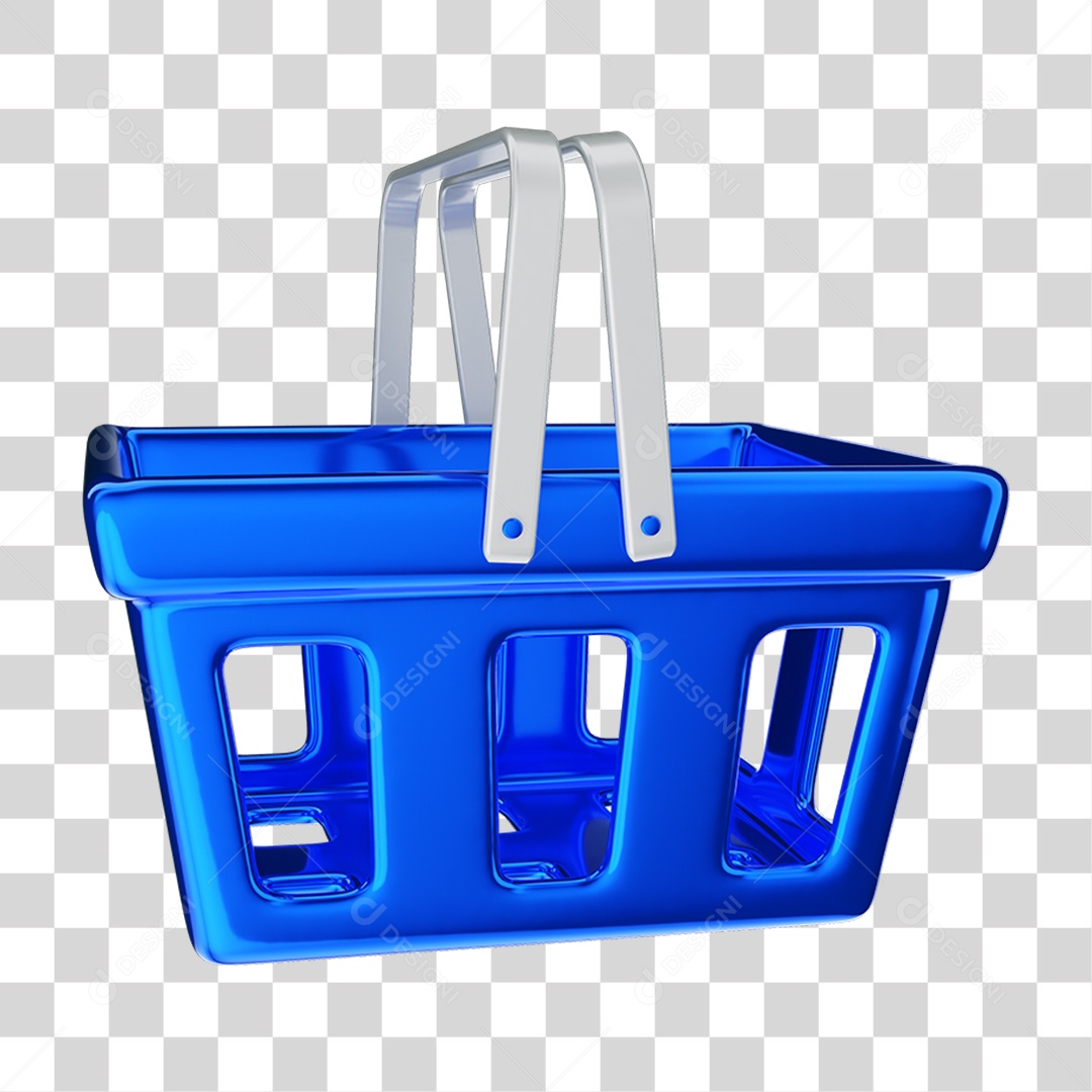 Elemento 3D Cesta de Supermercado Compras PNG Transparente