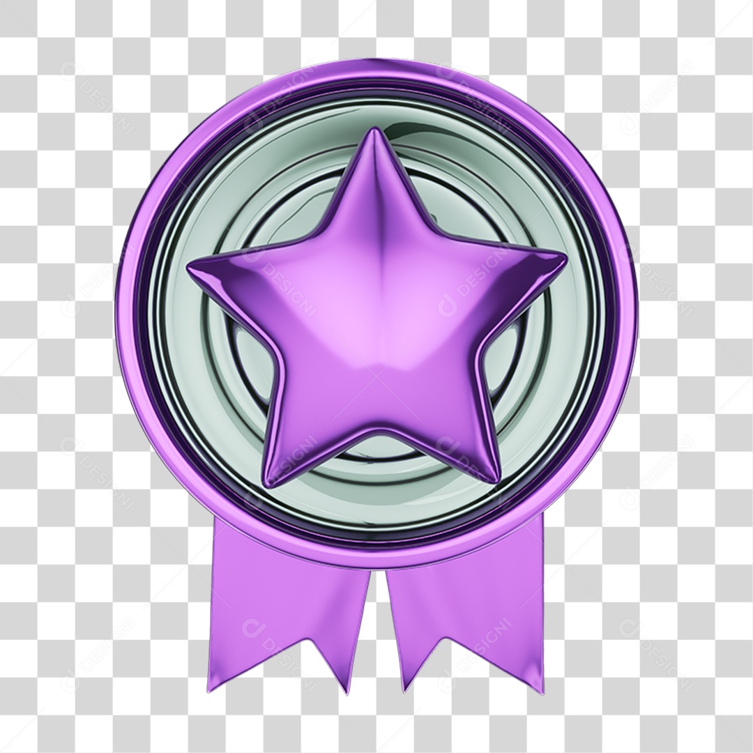 Elemento 3D Medalha Estrela PNG Transparente