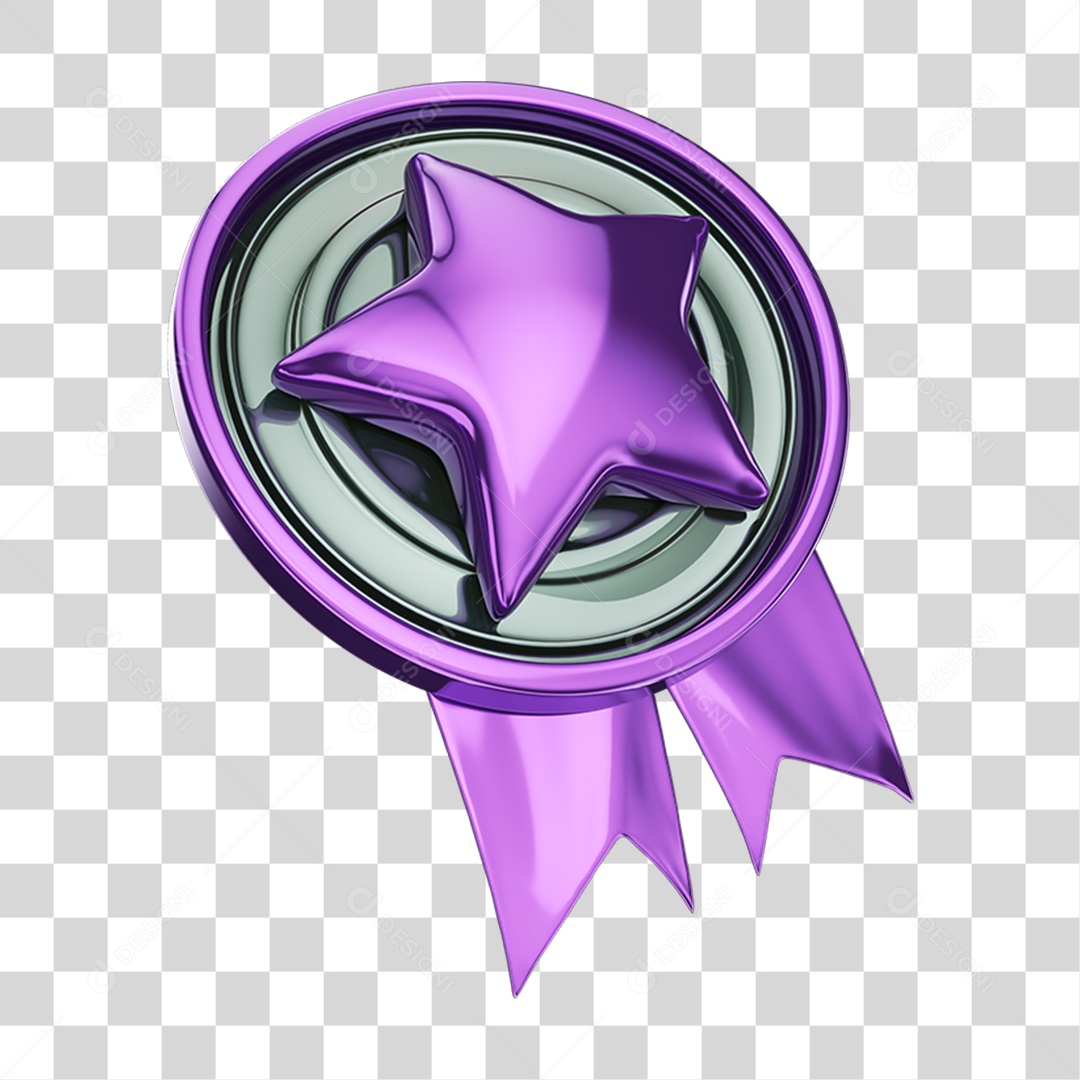 Elemento 3D Medalha Estrela PNG Transparente