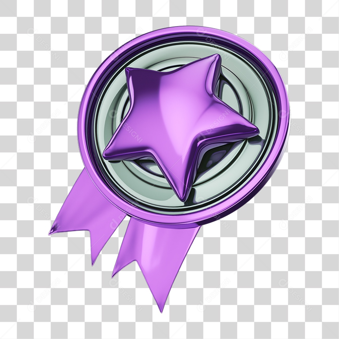 Elemento 3D Medalha Estrela PNG Transparente