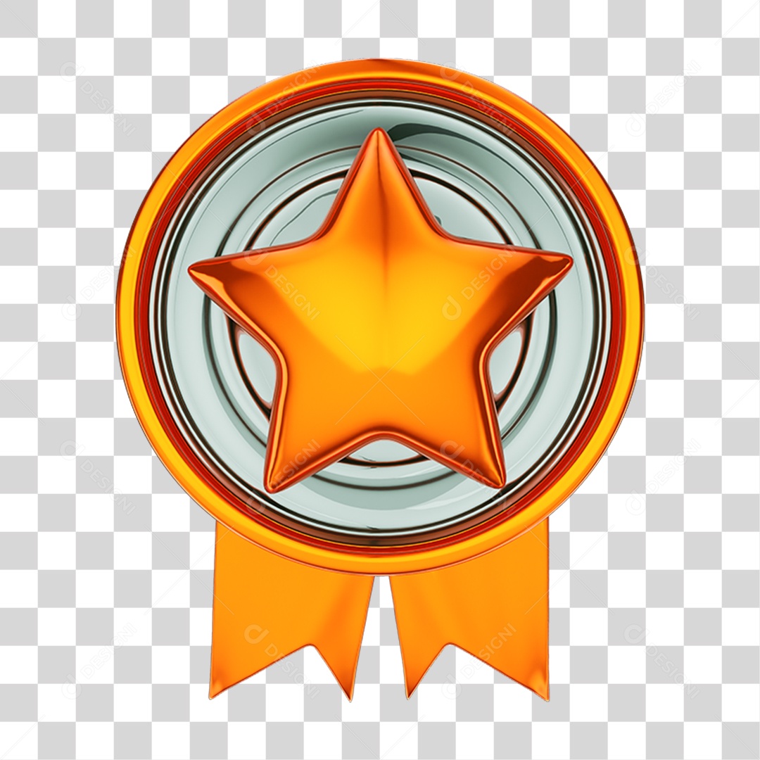 Elemento 3D Medalha Estrela PNG Transparente