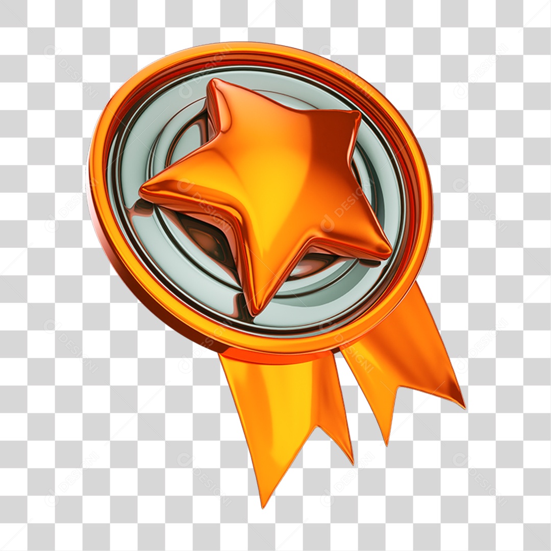 Elemento 3D Medalha Estrela PNG Transparente