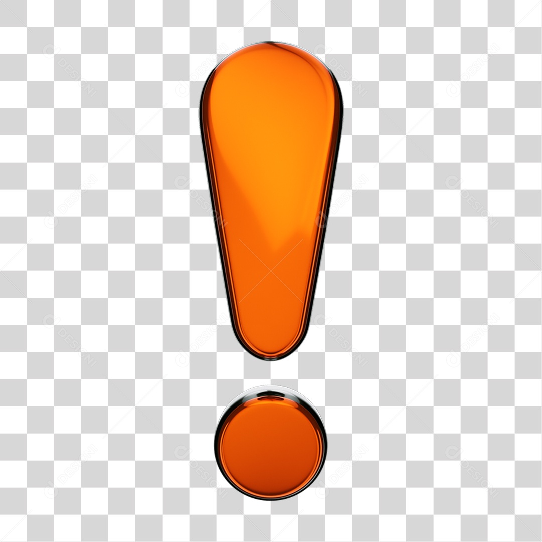 Elemento 3D Ponto de Exclamação PNG Transparente