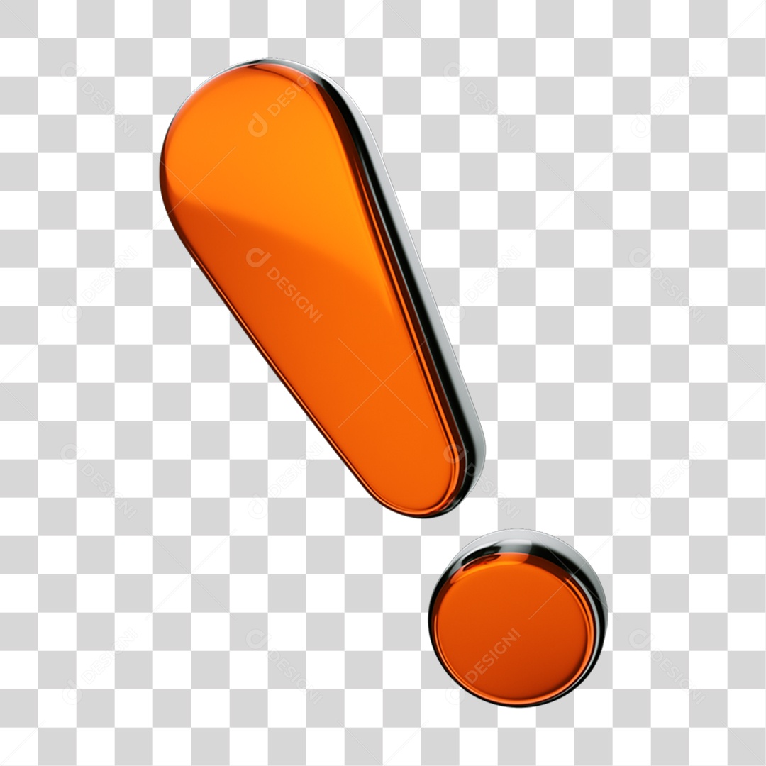 Elemento 3D Ponto de Exclamação PNG Transparente