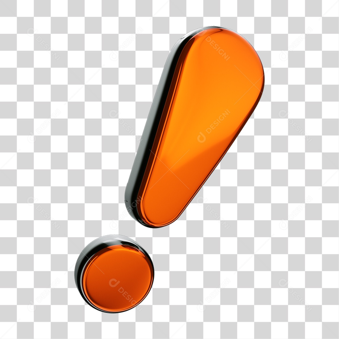 Elemento 3D Ponto de Exclamação PNG Transparente