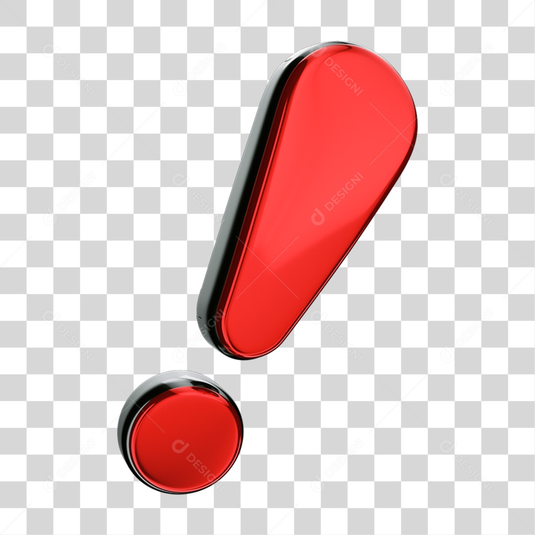 Elemento 3D Ponto de Exclamação PNG Transparente