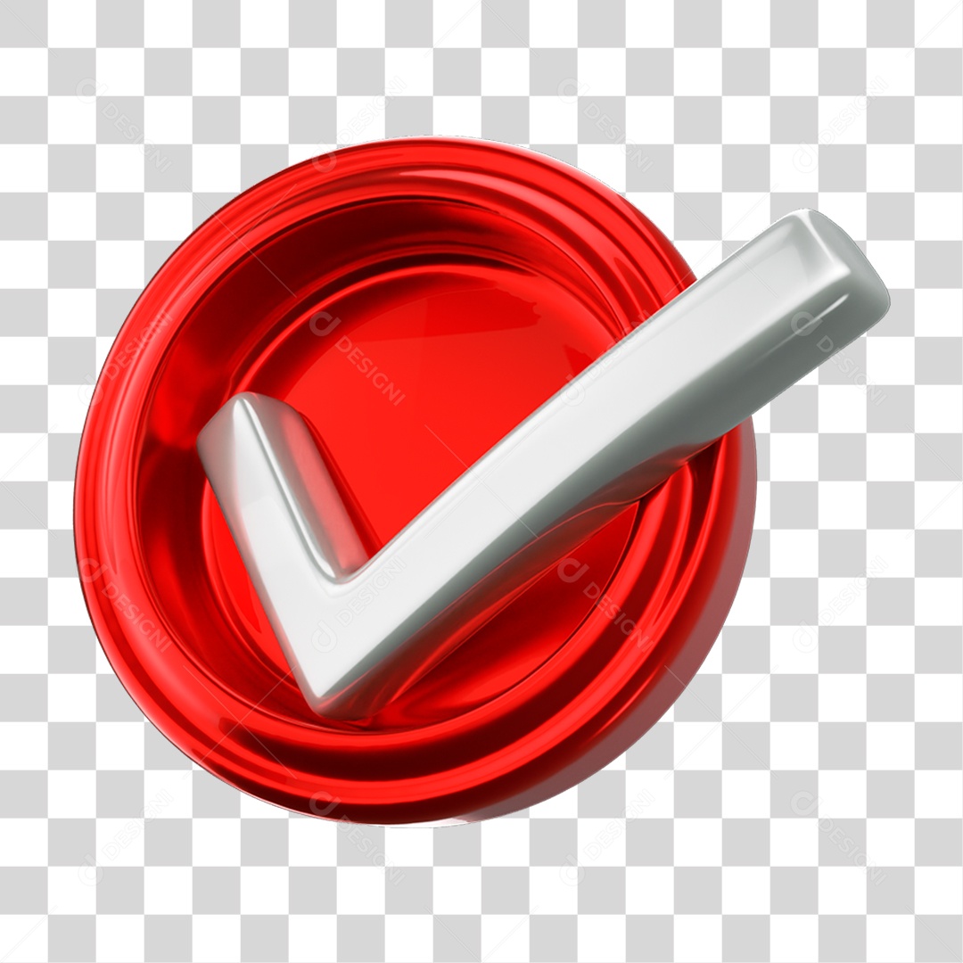 Elemento 3D Símbolo Verificado Certo PNG Transparente