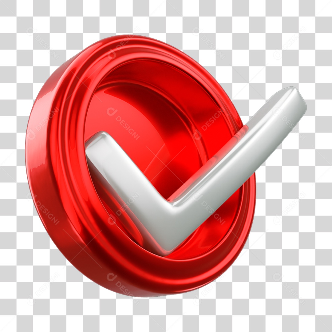 Elemento 3D Símbolo Verificado Certo PNG Transparente